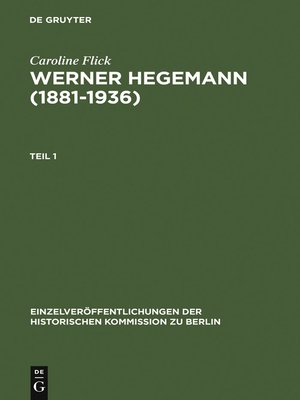 cover image of Werner Hegemann (1881-1936)